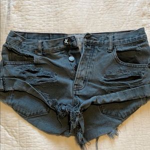 One Teaspoon Bandit Denim Cutoff Shorts Black